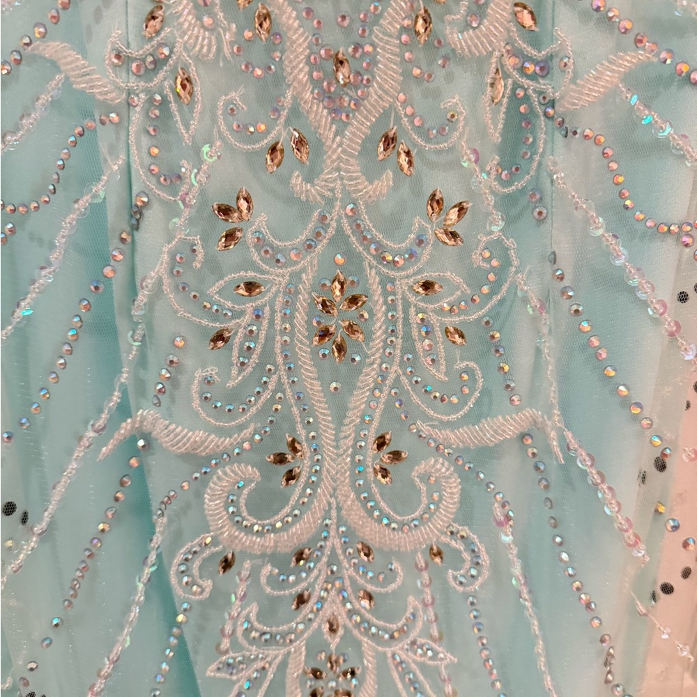 Light Blue Beaded Prom Dress - Picture 8 of 16